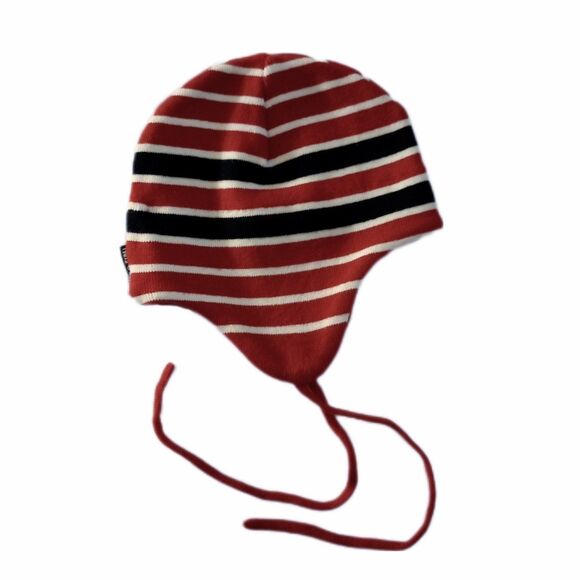 Polarn O Pyret Red Striped Infant Winter Hat sz 9M - Picture 1 of 4